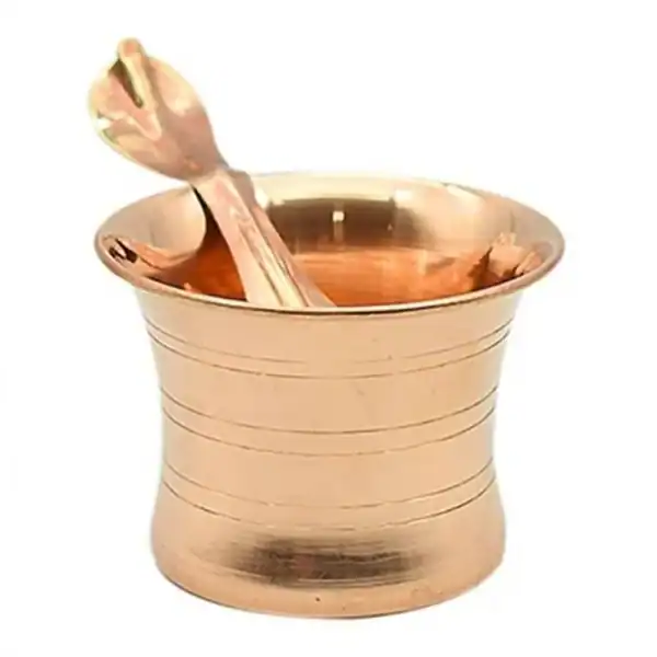 Copper Puja & Pujari Pancha Patra with Spoon-Medium