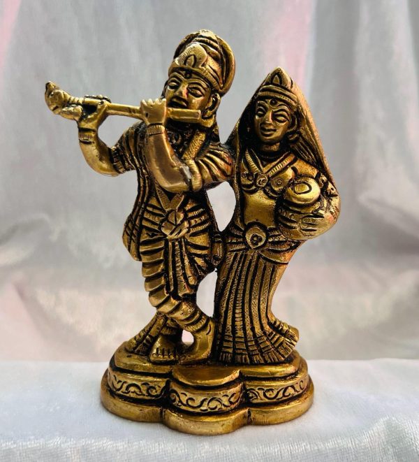 Radhe Krishna Sculpture in Elegant Brass