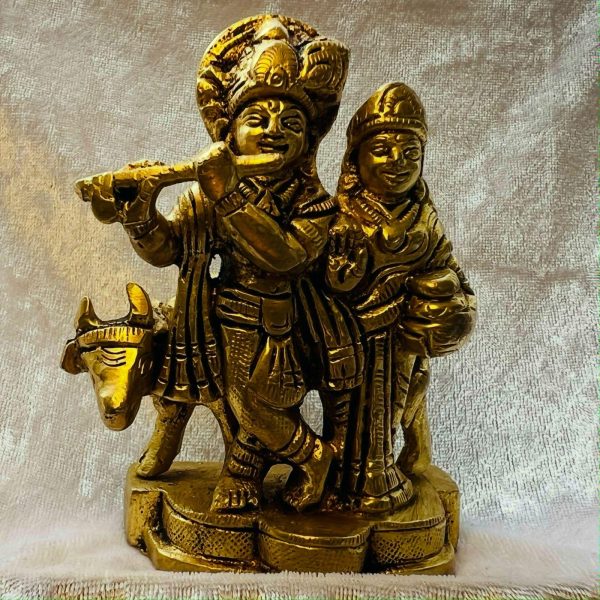 Radhe Krishna Sculpture in Elegant Brass