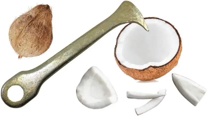 Coconut Breaker with Coconut Peeler Slicer Opener Rod